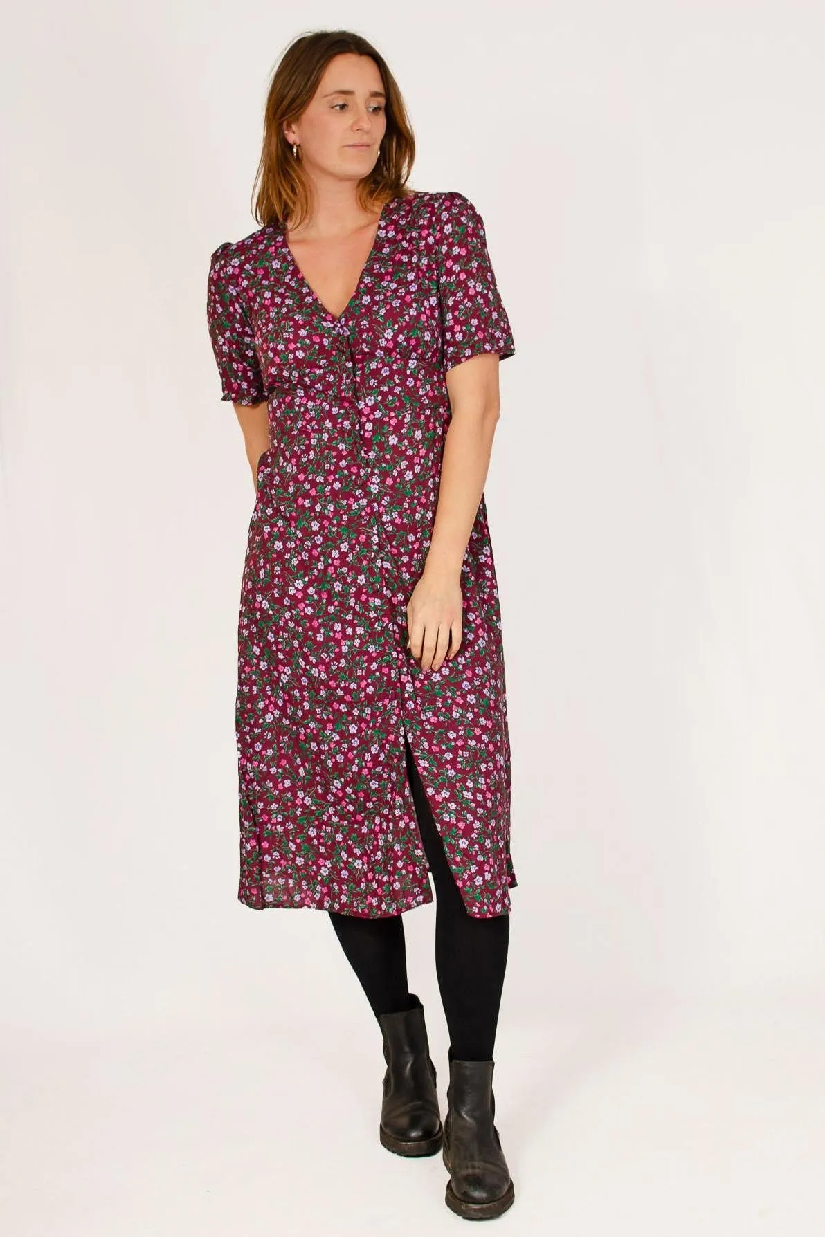 Pure Motion Smart Tones Ditsy Floral Midi Dress