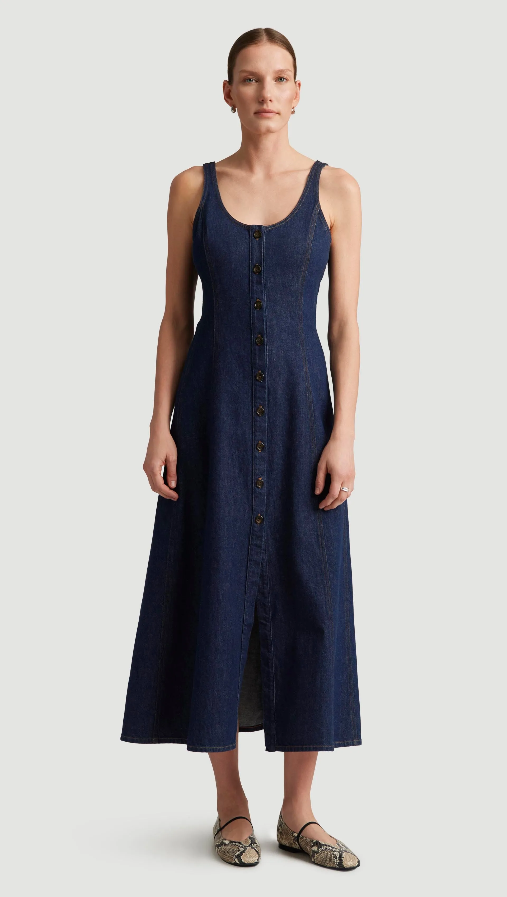 Farrow Denim Dress in Regenerative Cotton | Omni Flare Hem