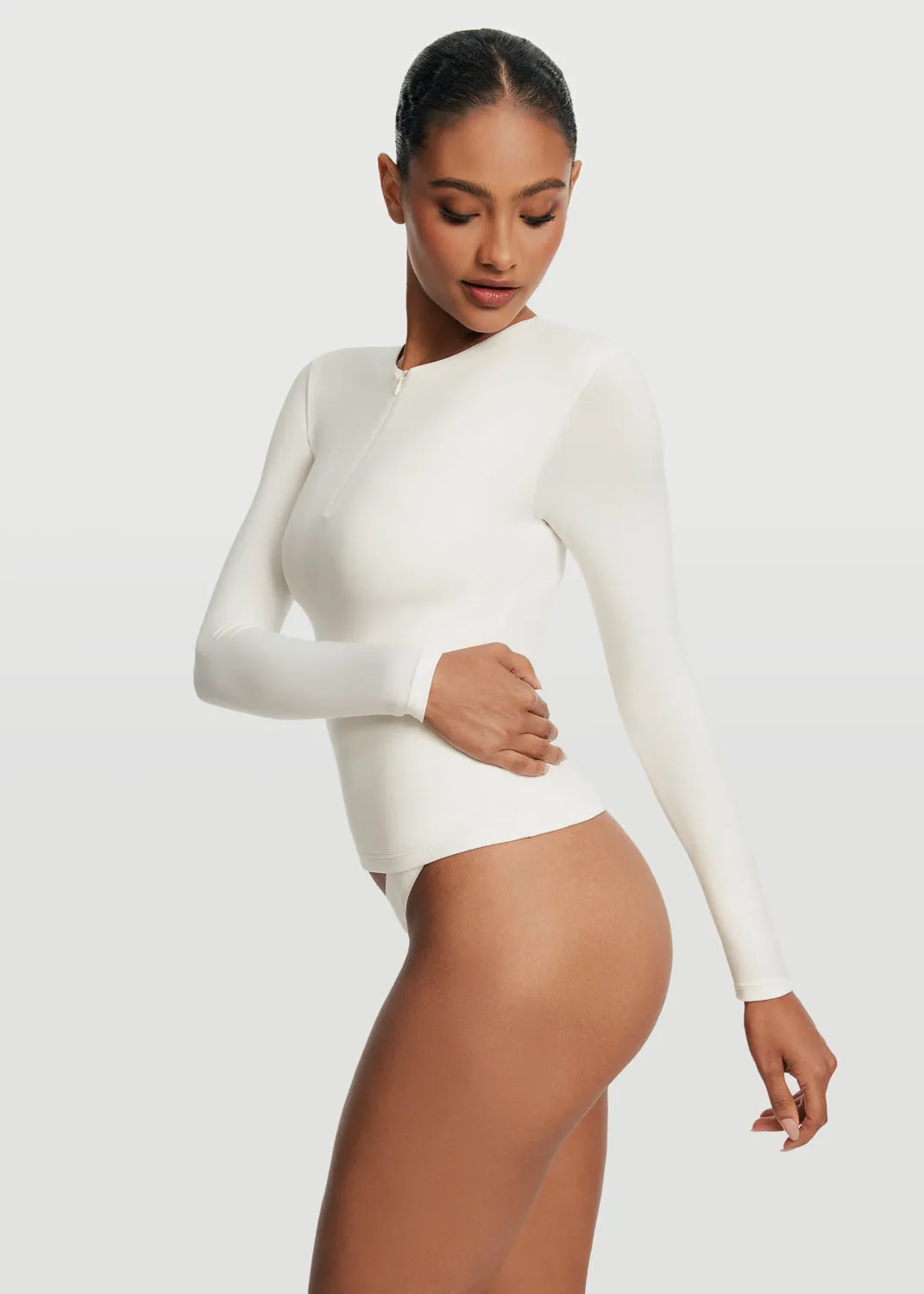 Quarter Zip Long Sleeve Top Durable Wear Office Casual