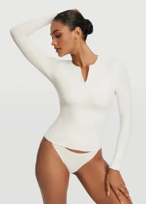 Quarter Zip Long Sleeve Top Simple Wear