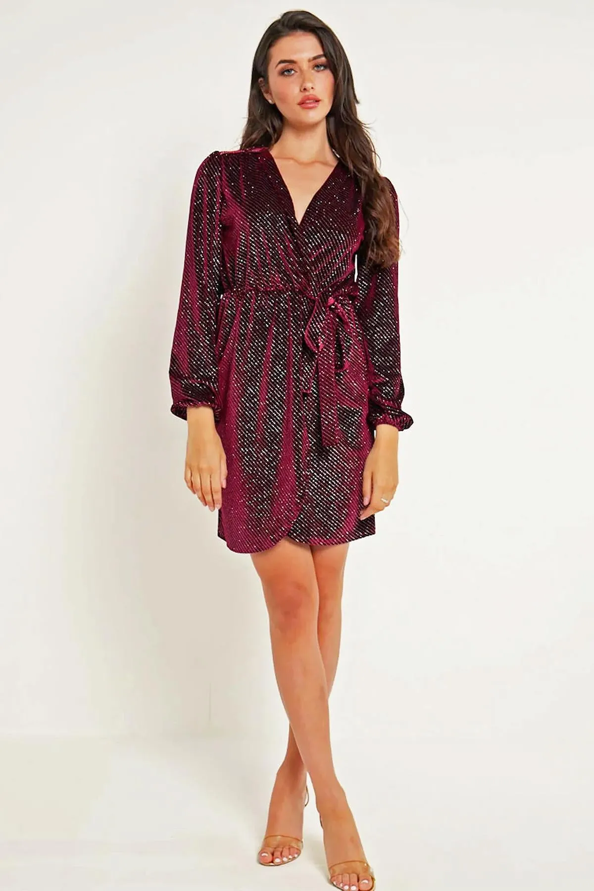 Delicate Details Go To Wear Velvet Tie Waist Wrap Dress