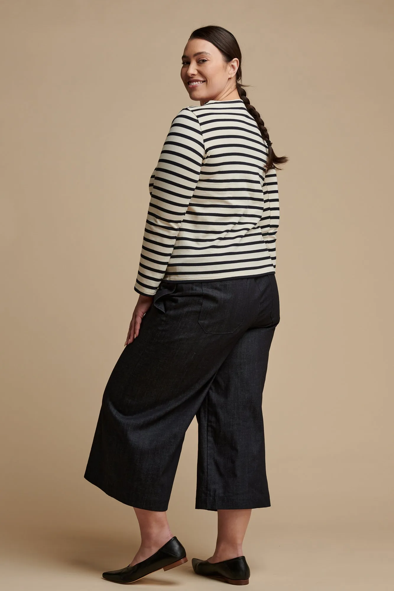 Women's Short PJ Trousers - Indigo Denim Minimal Fit Soft Lines