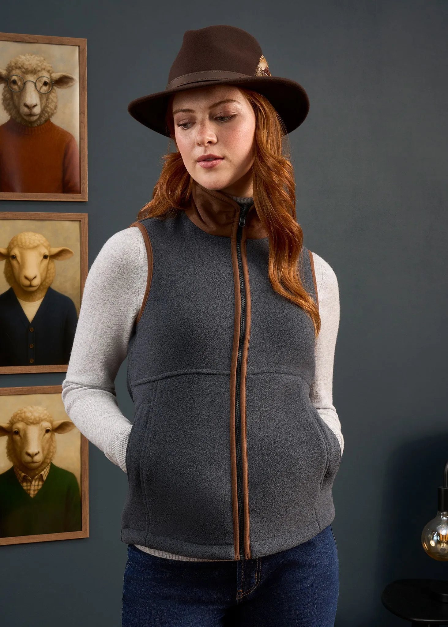 Aylsham Ladies Fleece Gilet In Gunmetal - Regular Fit Street Comfort