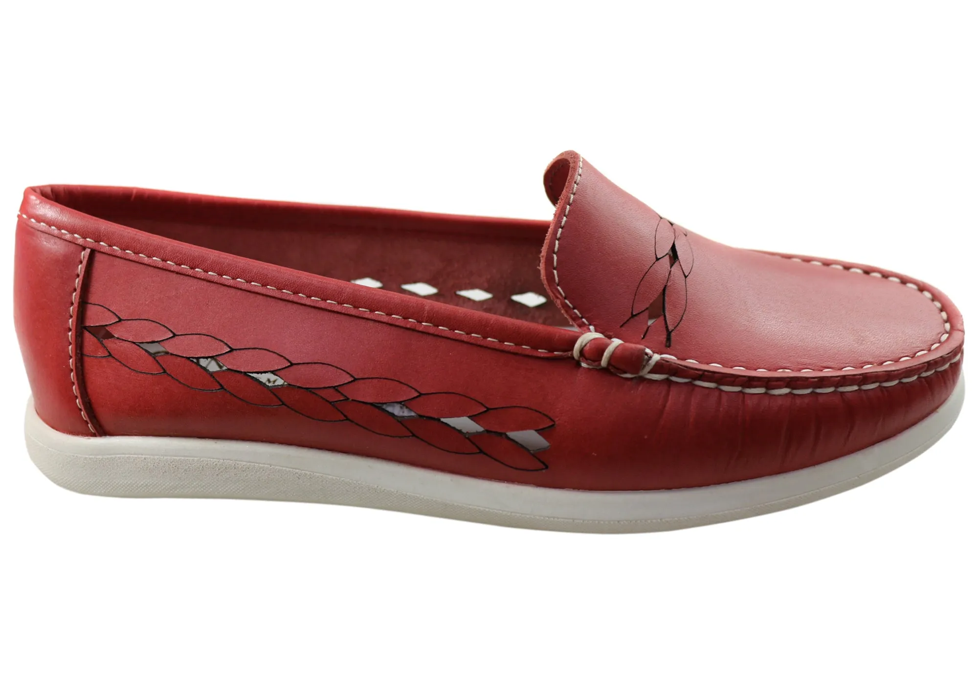 Impact Dispersing Structure Andacco Sharni Womens Comfortable Flat Leather Loafers Shoes