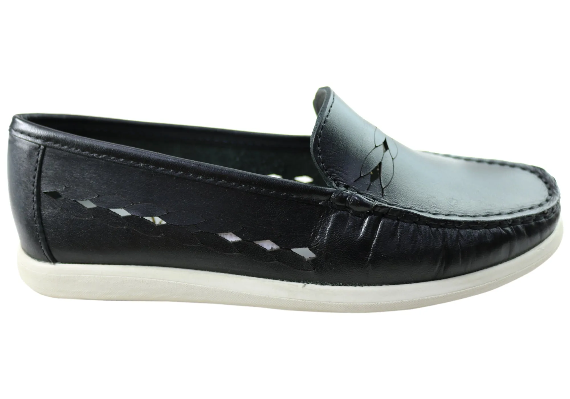 Andacco Sharni Womens Comfortable Flat Leather Loafers Shoes Harbor Step