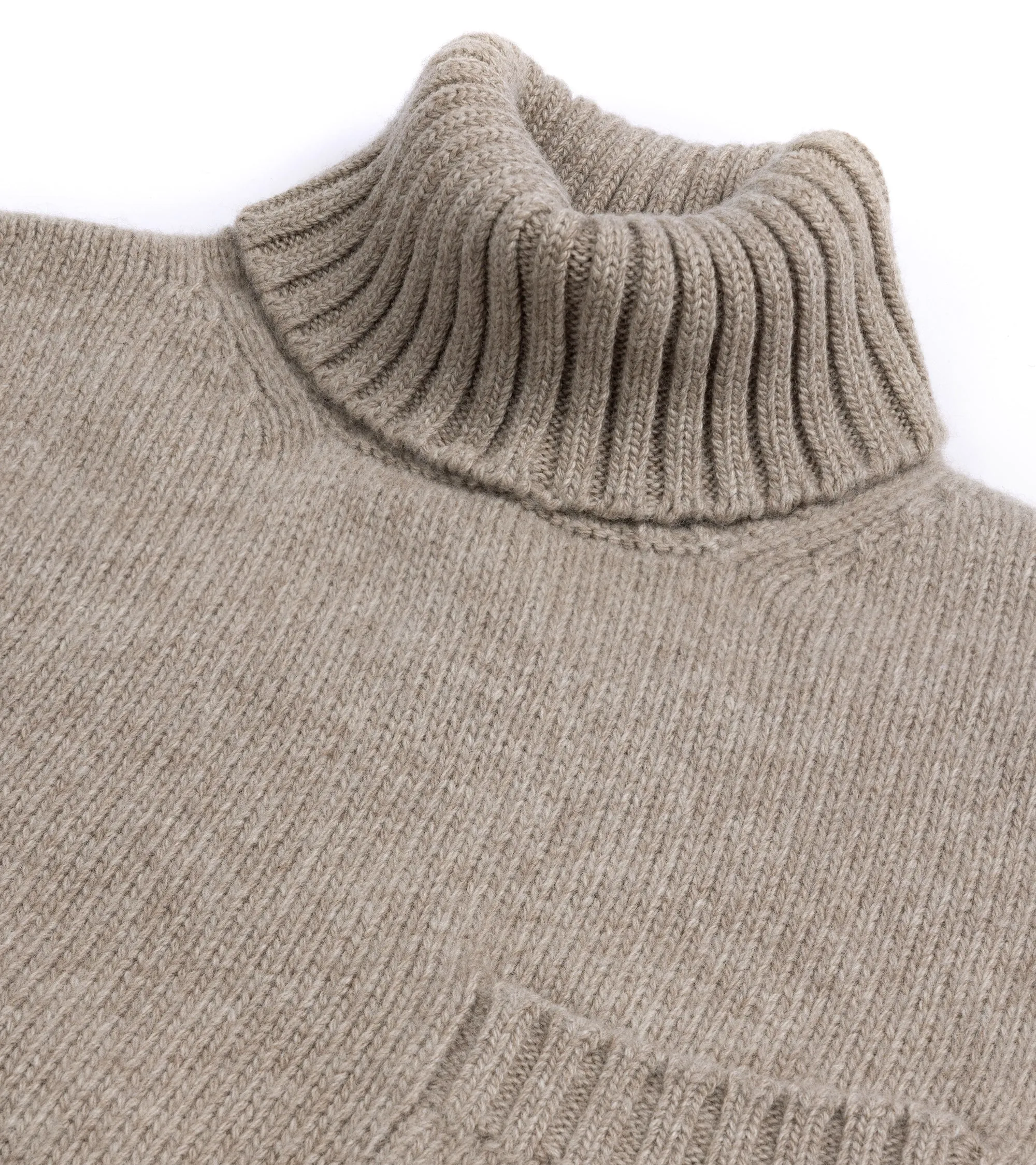 Fedeli Oslo Wool Cashmere Roll Neck Sweater: Greige Flex Fit Light Flow