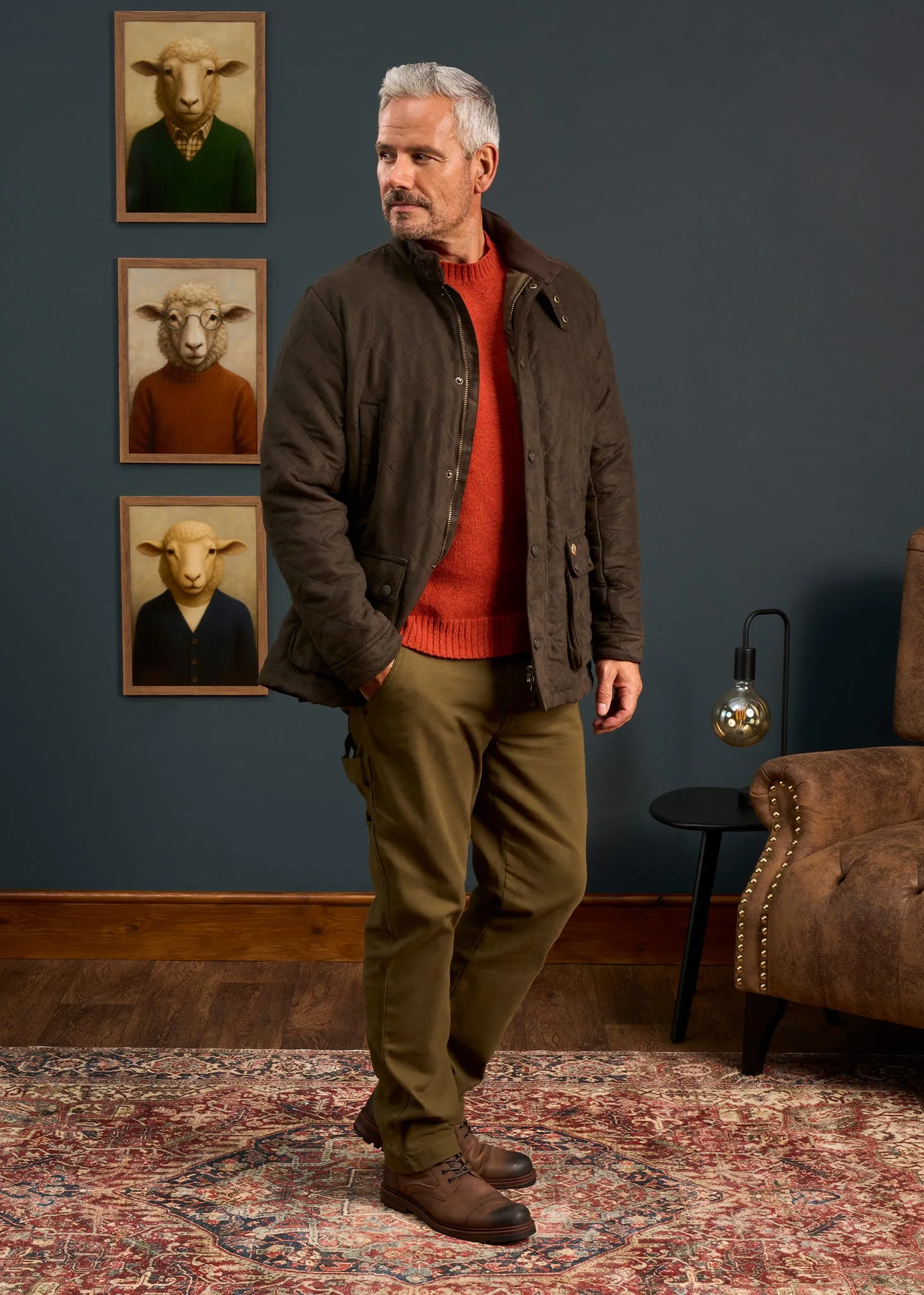 Felwell Men's Quilted Jacket In Olive - Regular Fit Quilted Interior Layer