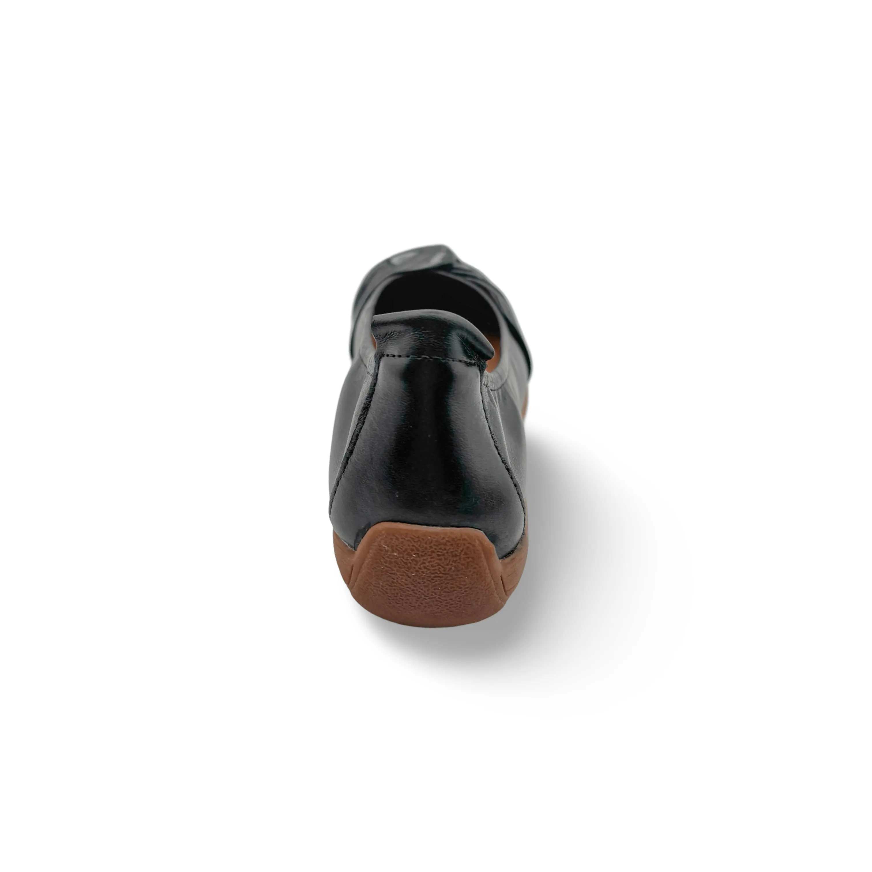 Fenja Black Leather/Patent Flat hook and loop closure