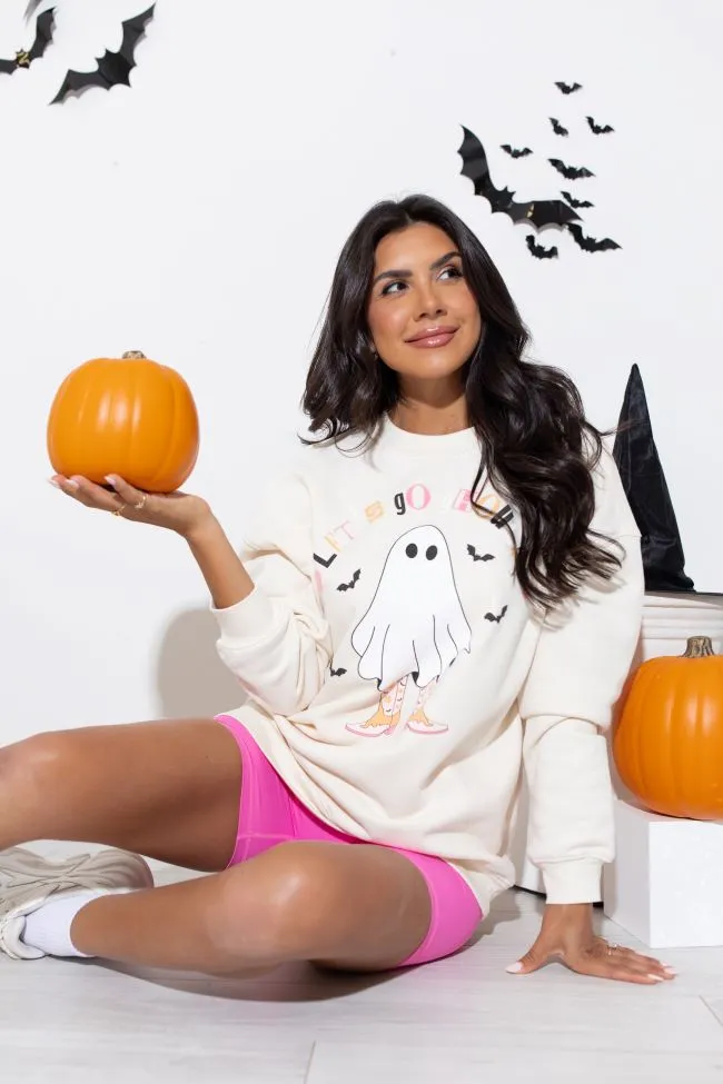 family gathering homecoming Let's Go Ghouls Cream Graphic Sweatshirt SALE
