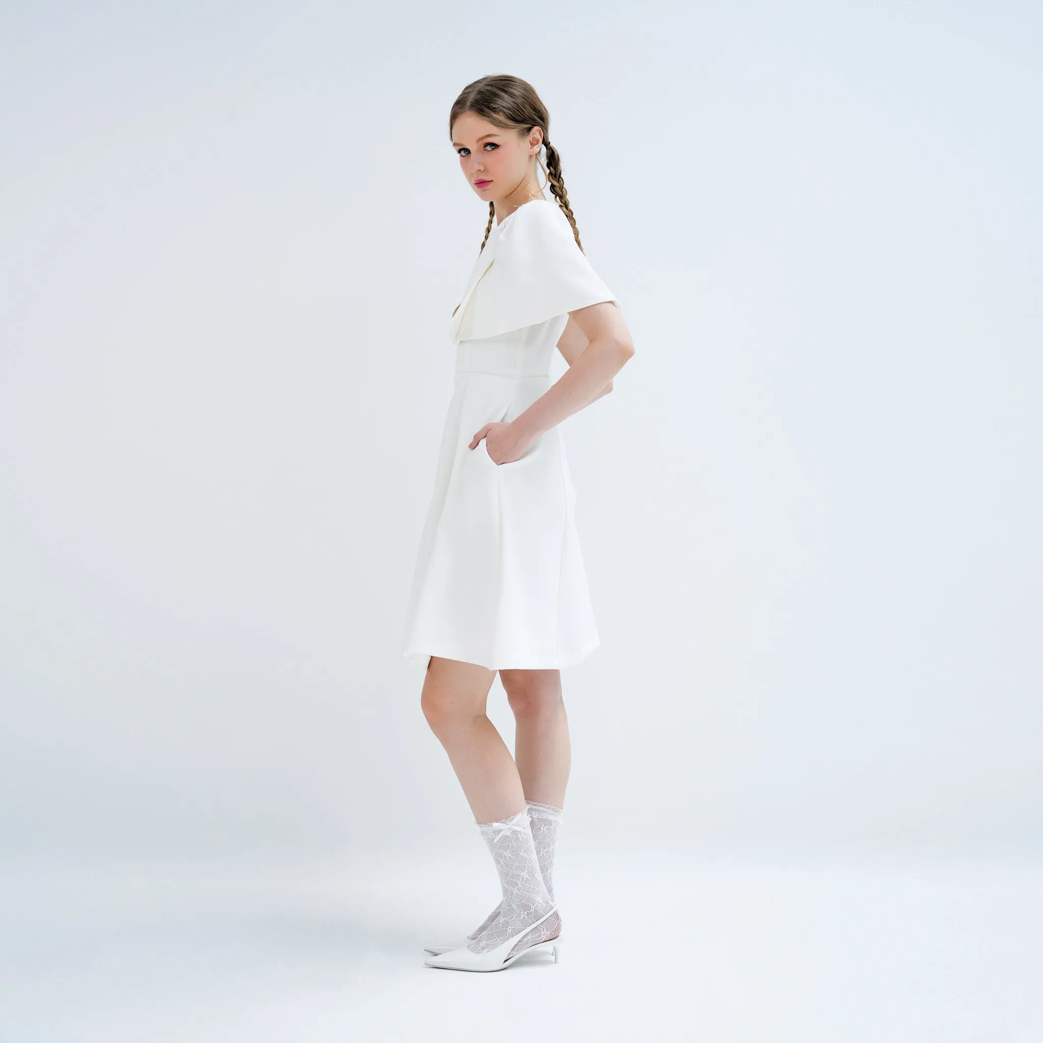 Red Carpet Pastel Sky Cape Dress