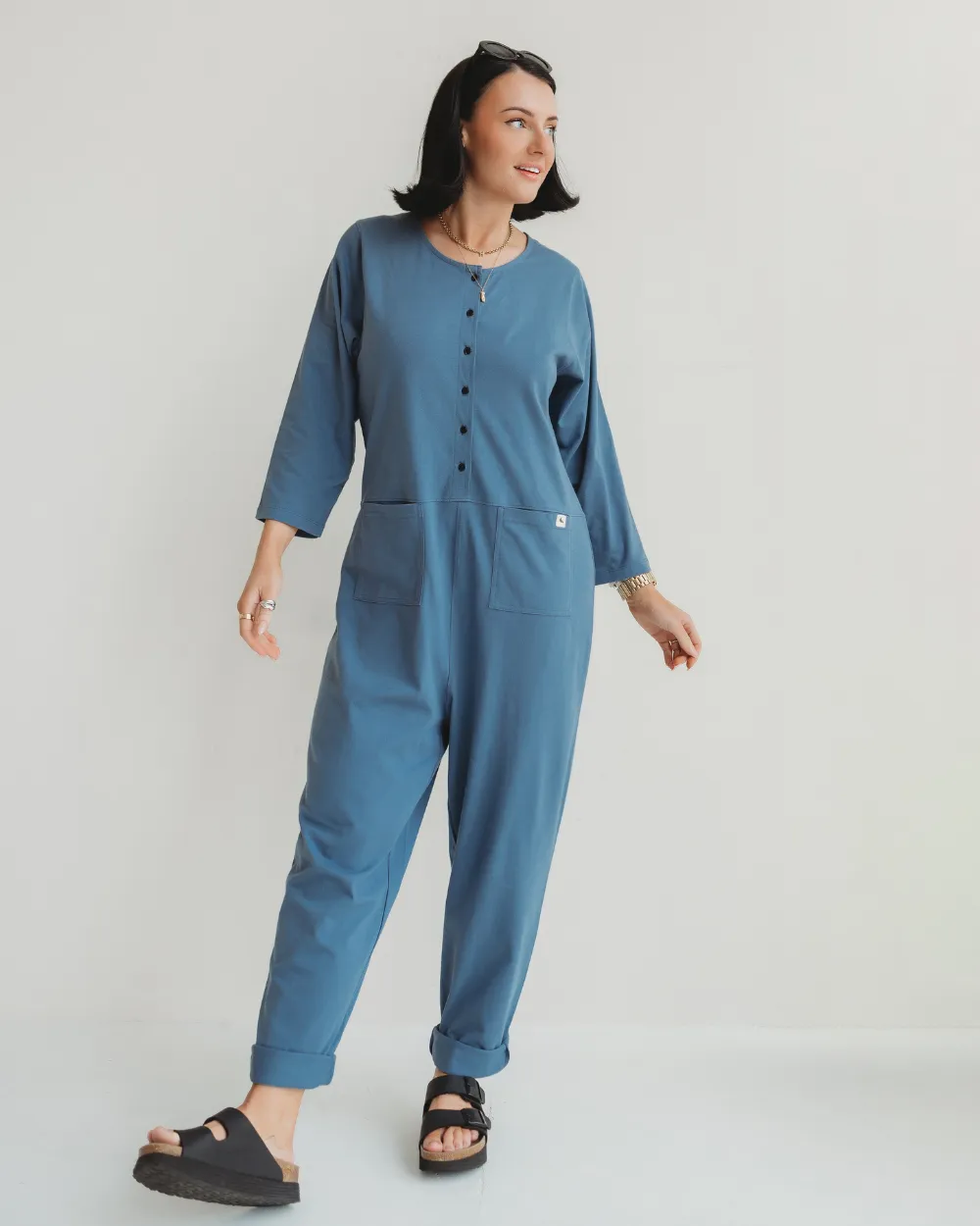 ReinforcedHems Trend Base Mila Blue Long Sleeve Jumpsuit