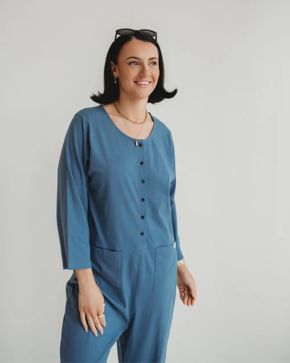 Mila Blue Long Sleeve Jumpsuit RecycledPolyester