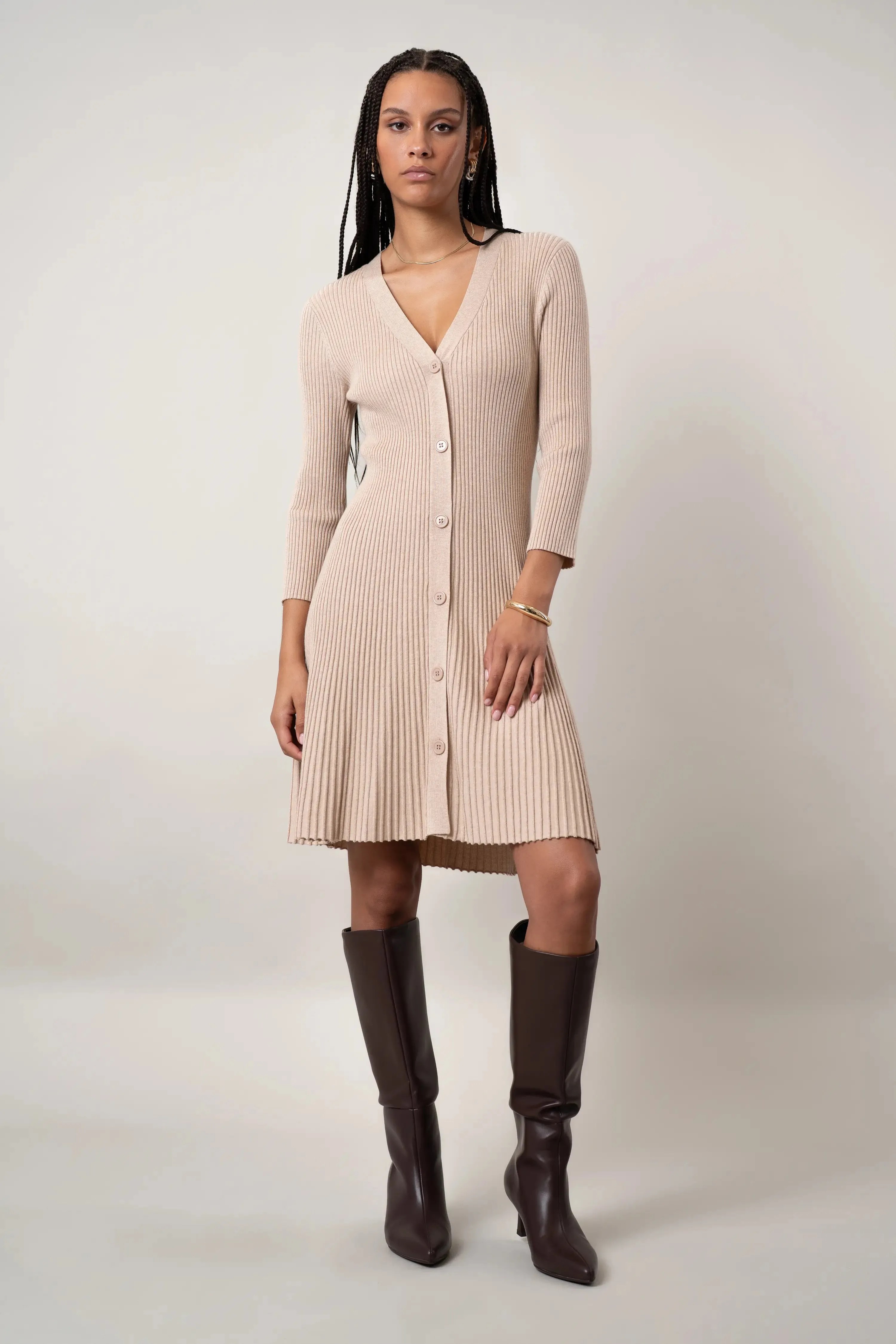 Cool Layers The Button-Front Knit Dress