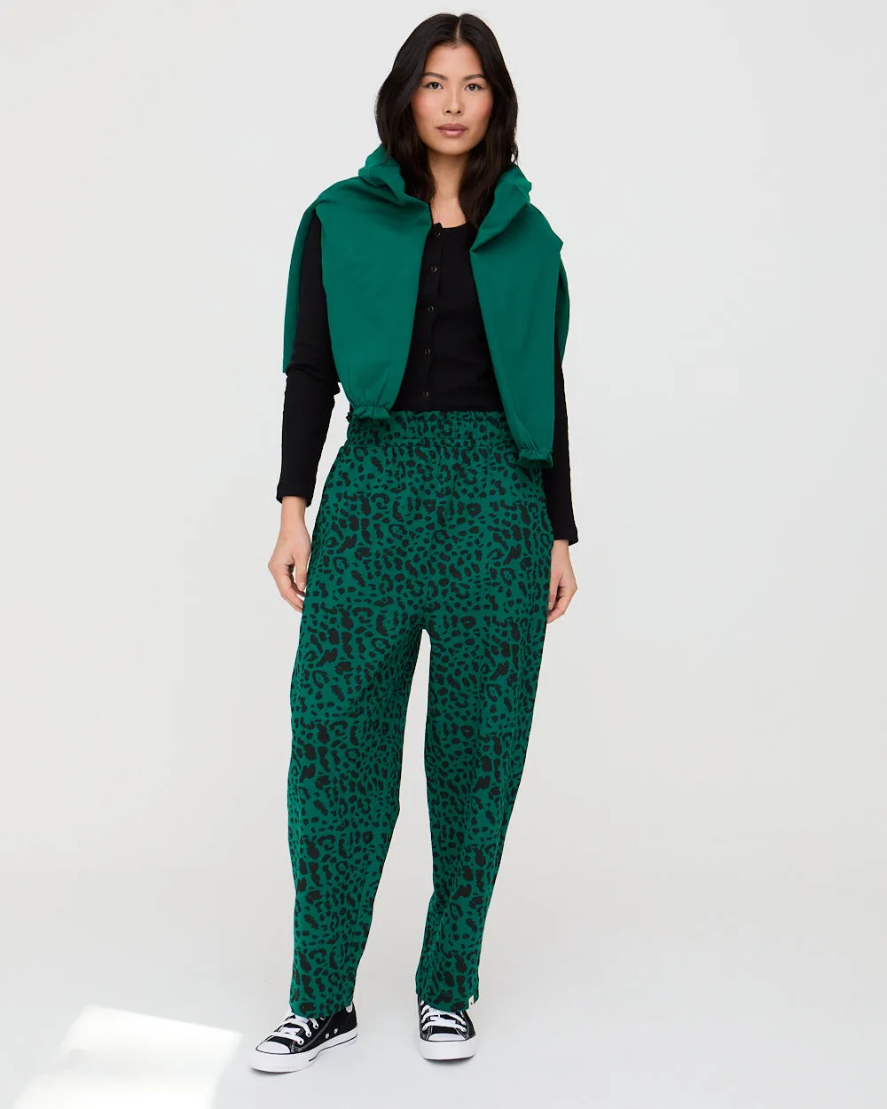 Chilly Day Wear Refined fit Kate Green Animal Print Trouser