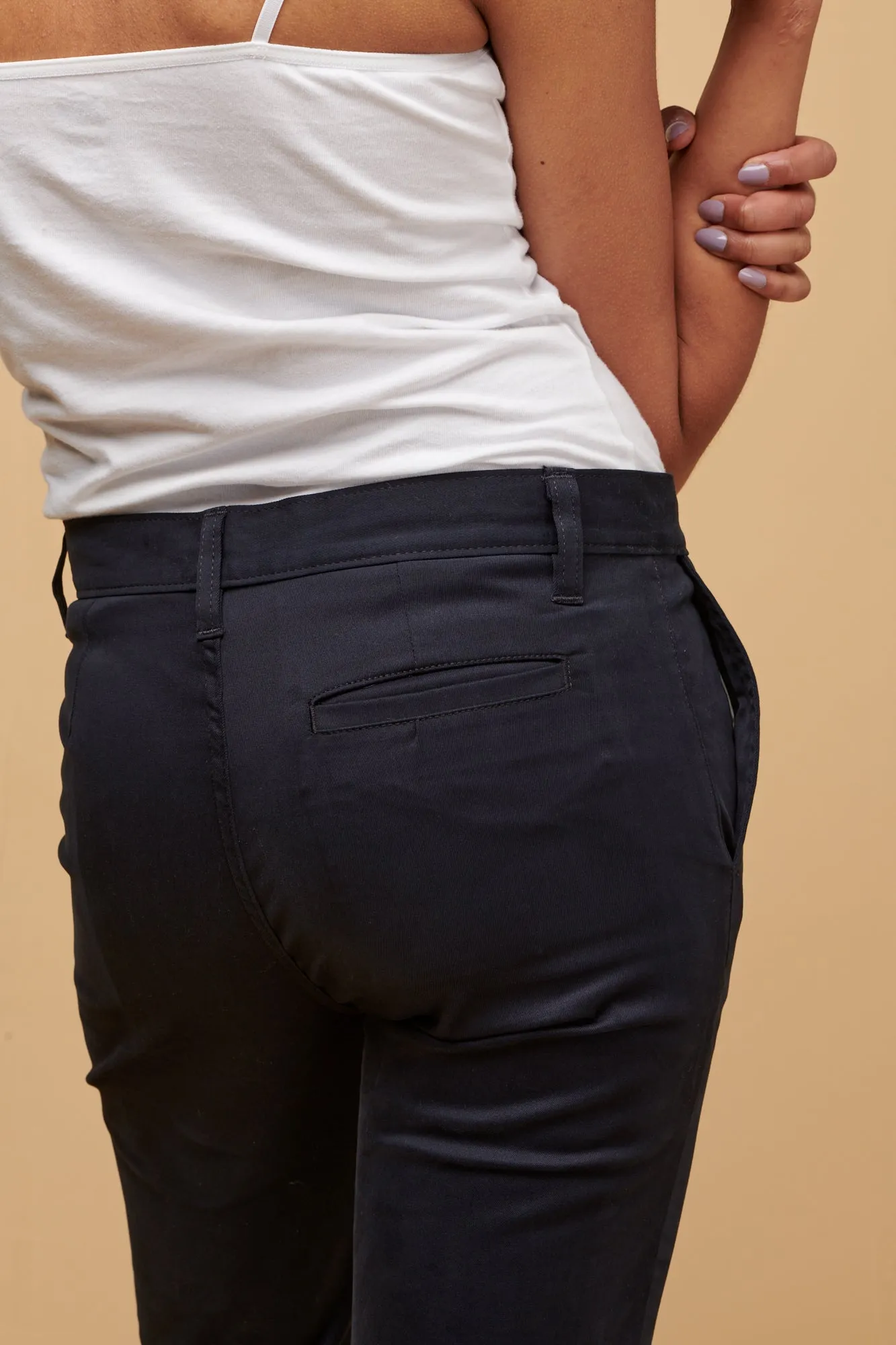 High Waist Women's Chino Slim Stretch - Navy