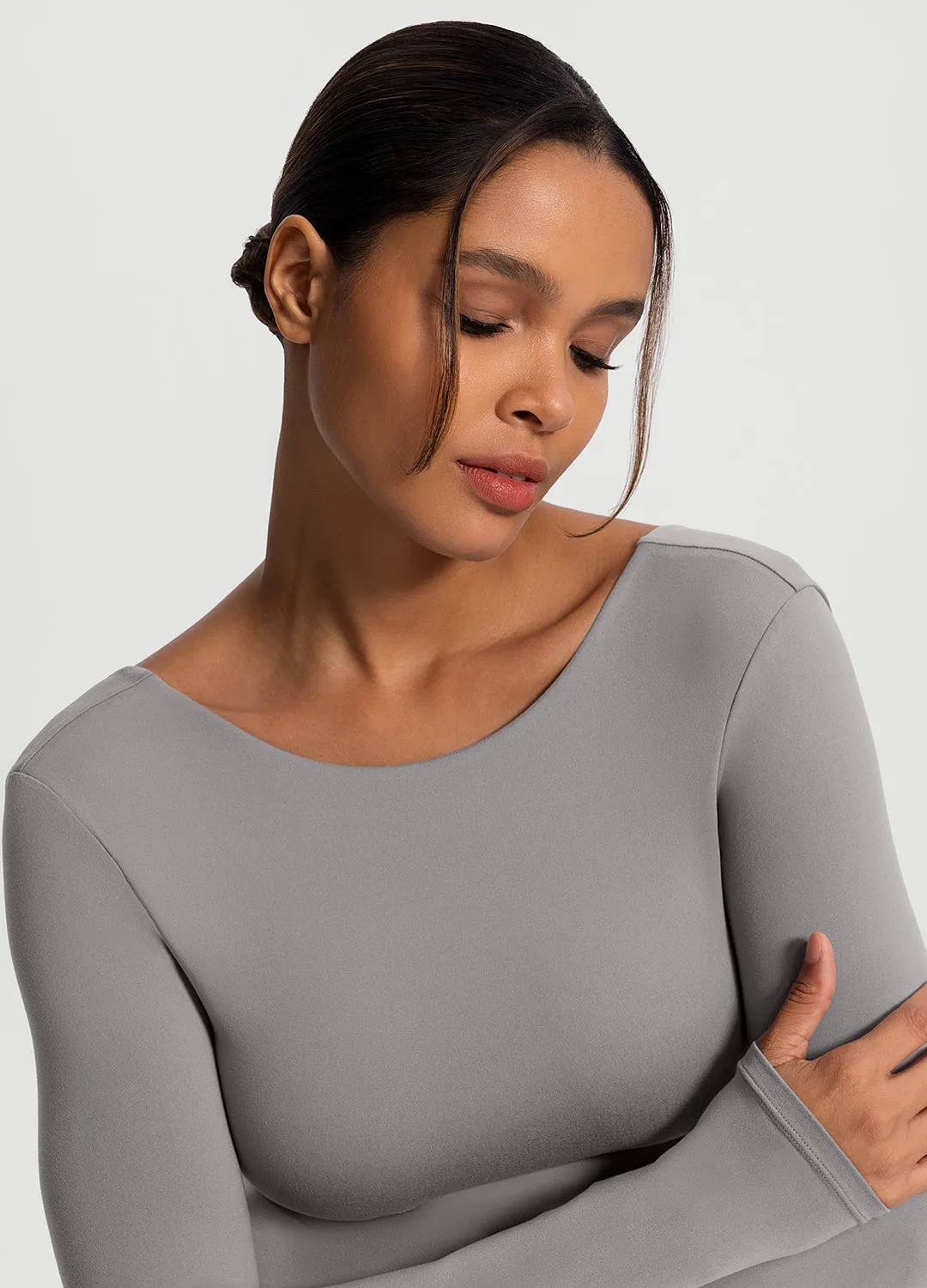 Open-Back Long Sleeve Top QuickDry Material Casual Comfort