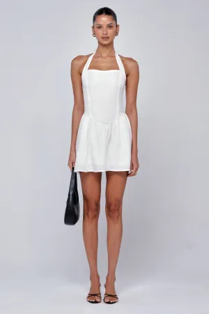 Bow Glow Vibrant Tone Sutton Mini Dress in White Linen