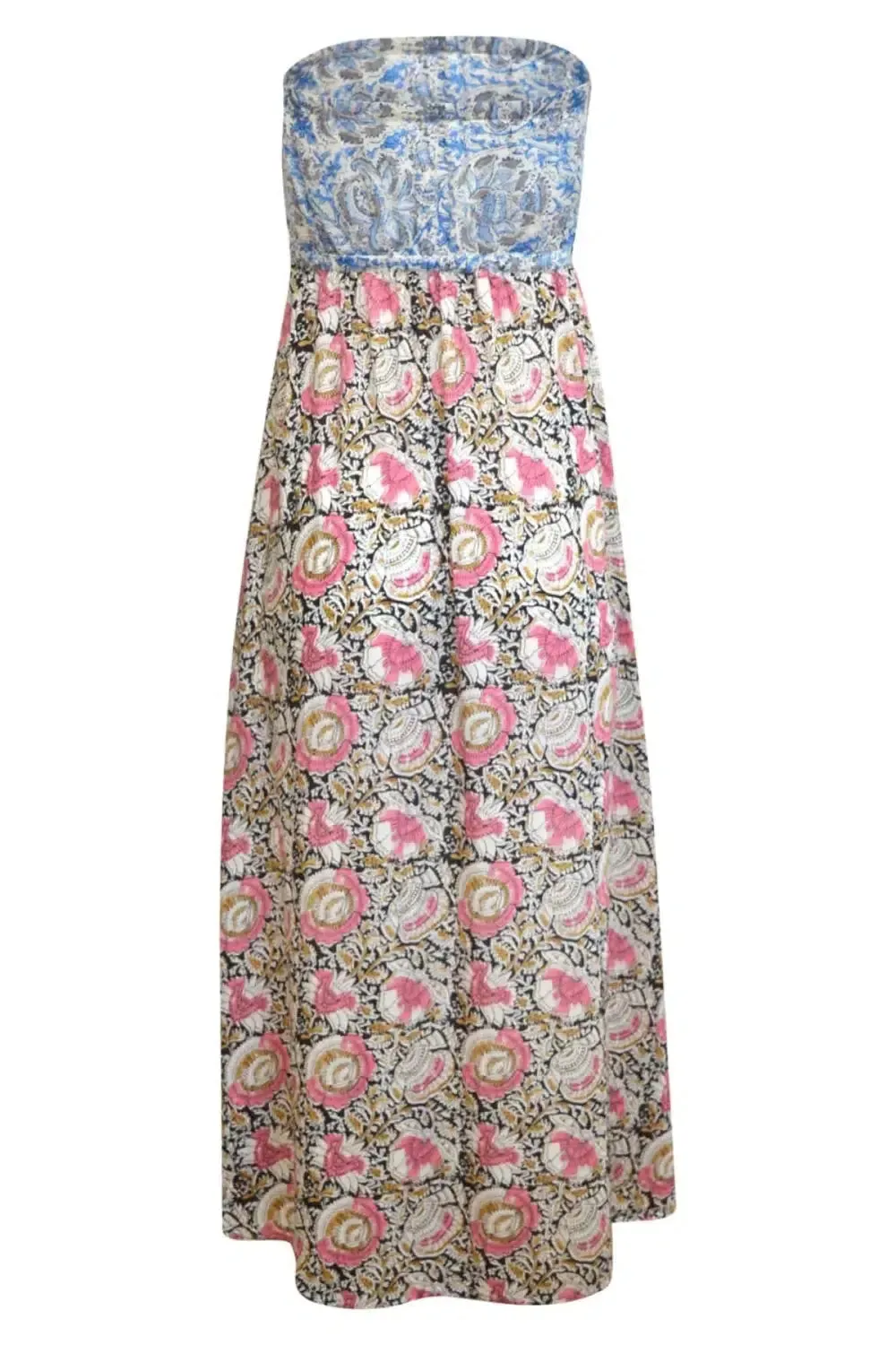 Floral Dip Hem Bandeau Maxi Dress Lounge Outfit Stylish Fit