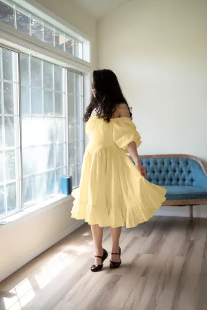 August Night linen dress in Butter Yellow Versatile Layers