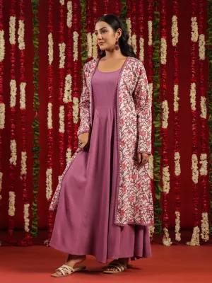 Casual Smart Drapey Fabric Women's Flared Dress With Jacket