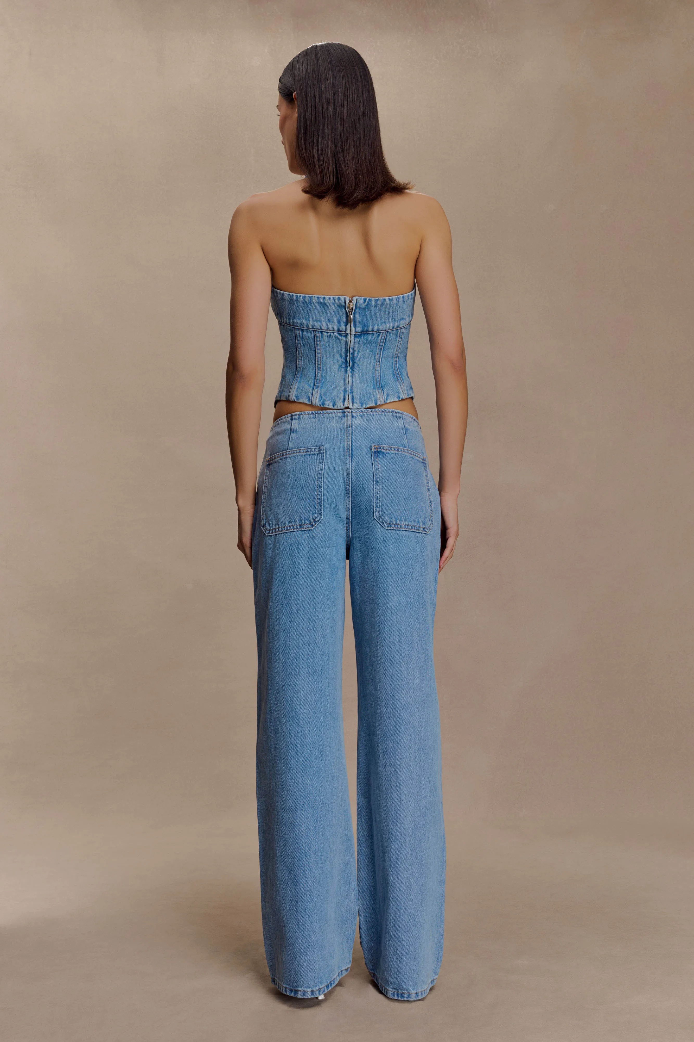 Caitlin Mid Rise Denim Jeans - Classic Blue Simple Layers Modern Minimalist Creative Look