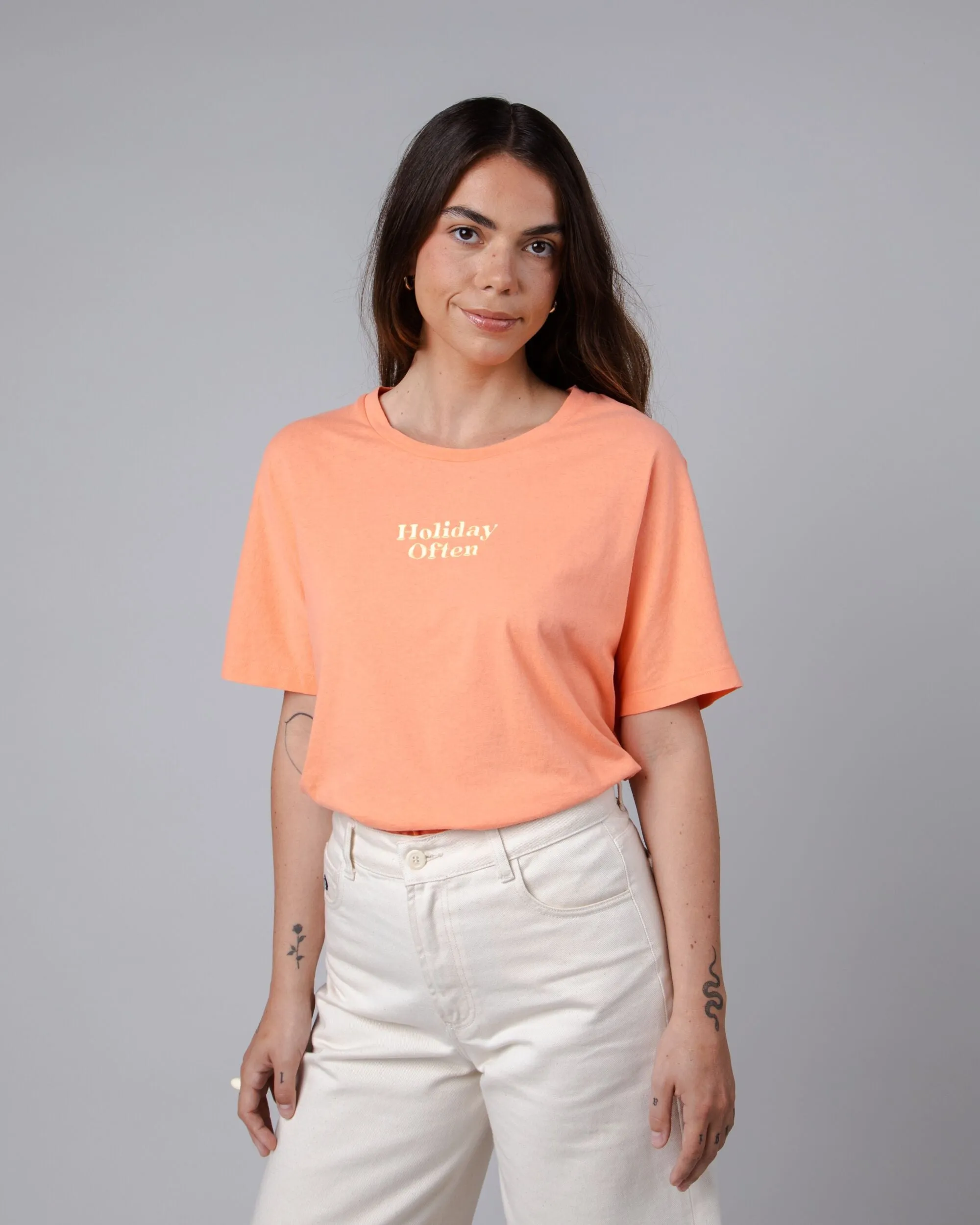 Holidays Oversize Cotton Tee Coral Seam Free Edging