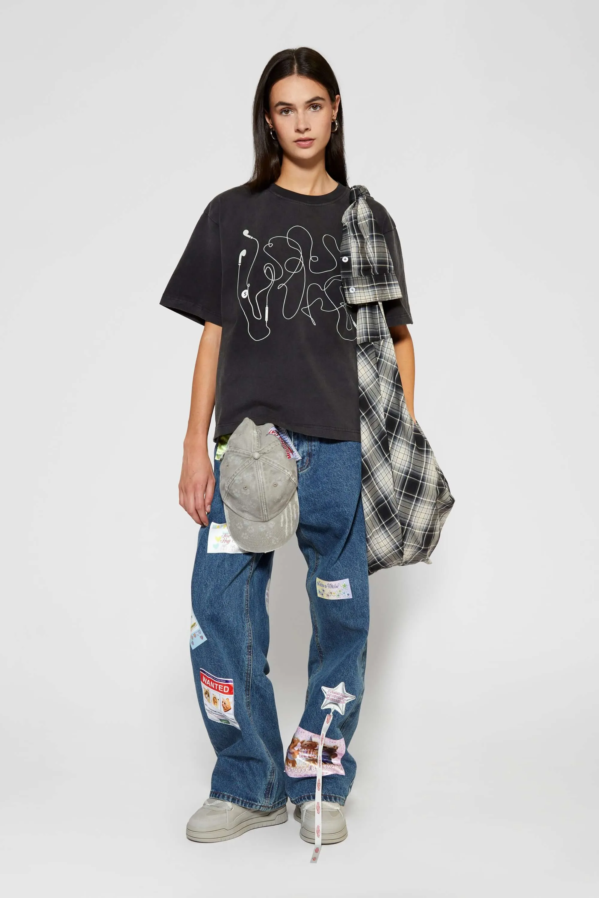 3D Cable Logo Tee Relax Style Trend Heathered Fabric