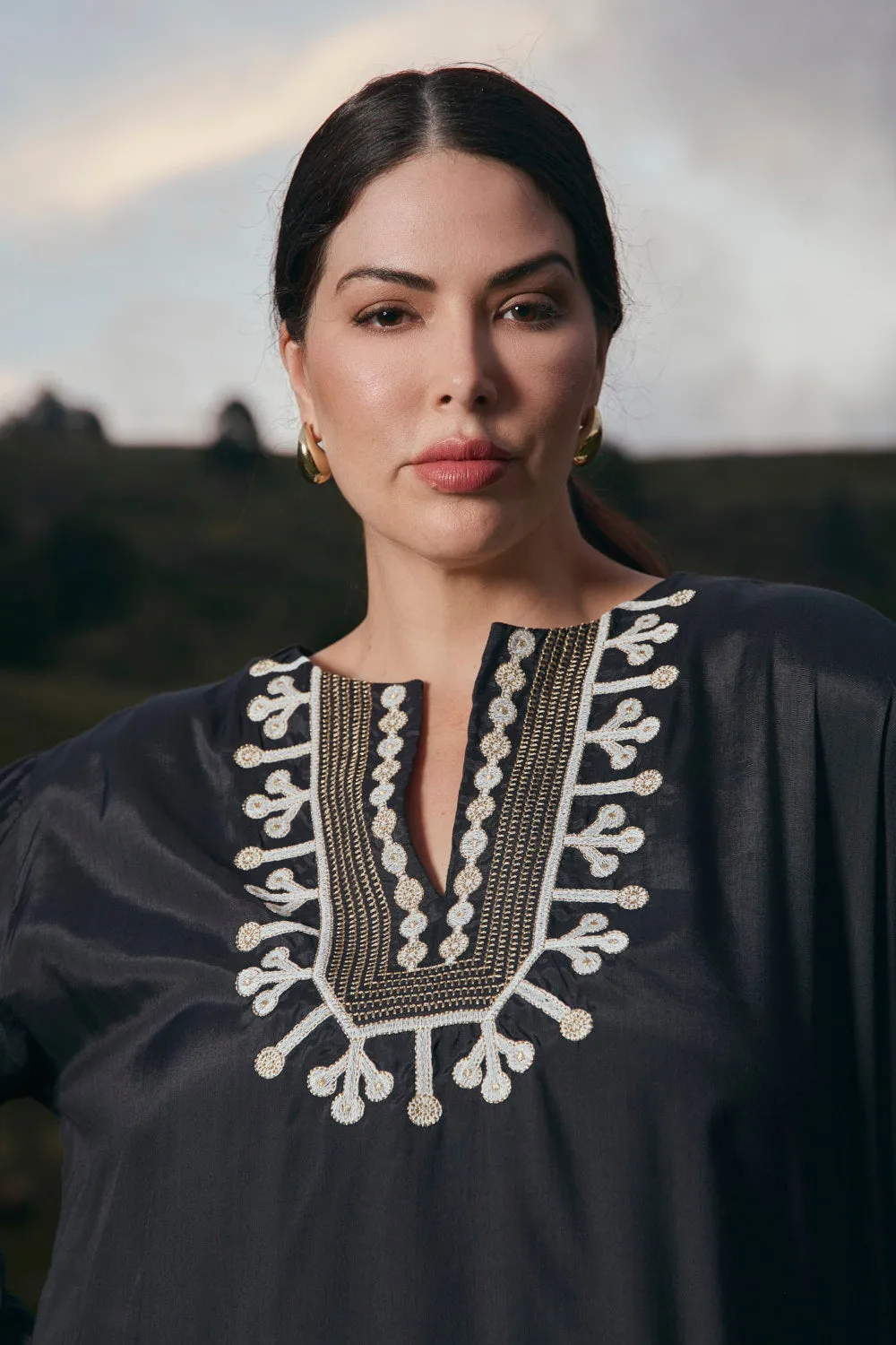 Georgina Embroidered Top in Bengal Easy Comfort Casual Layering Wear