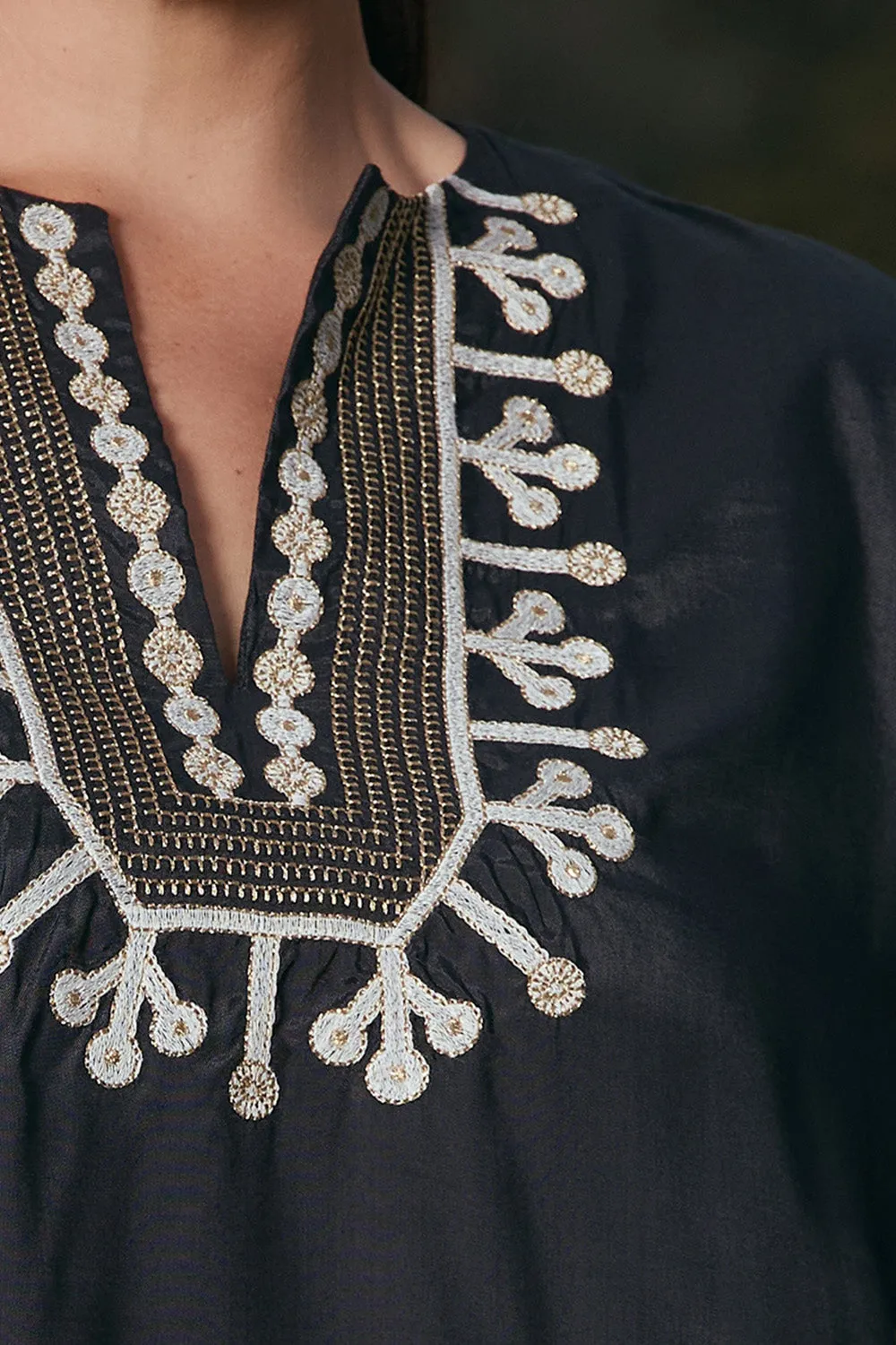 Raw Edge Hem Fun Prints Georgina Embroidered Top in Bengal