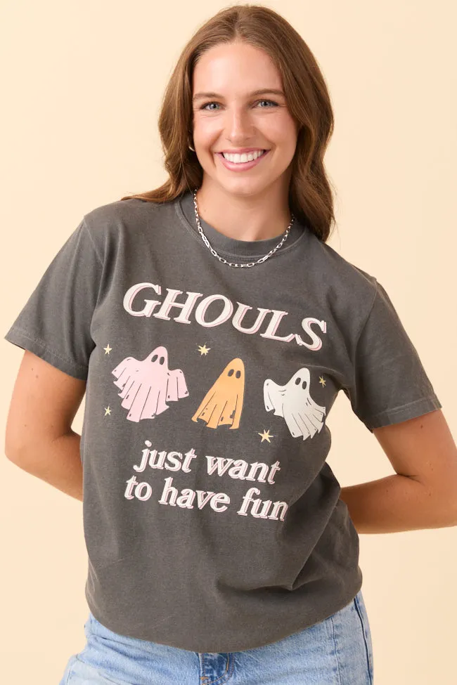 Performance Wear Fit Ghouls Just Want To Have Fun Dark Grey Graphic Tee SALE