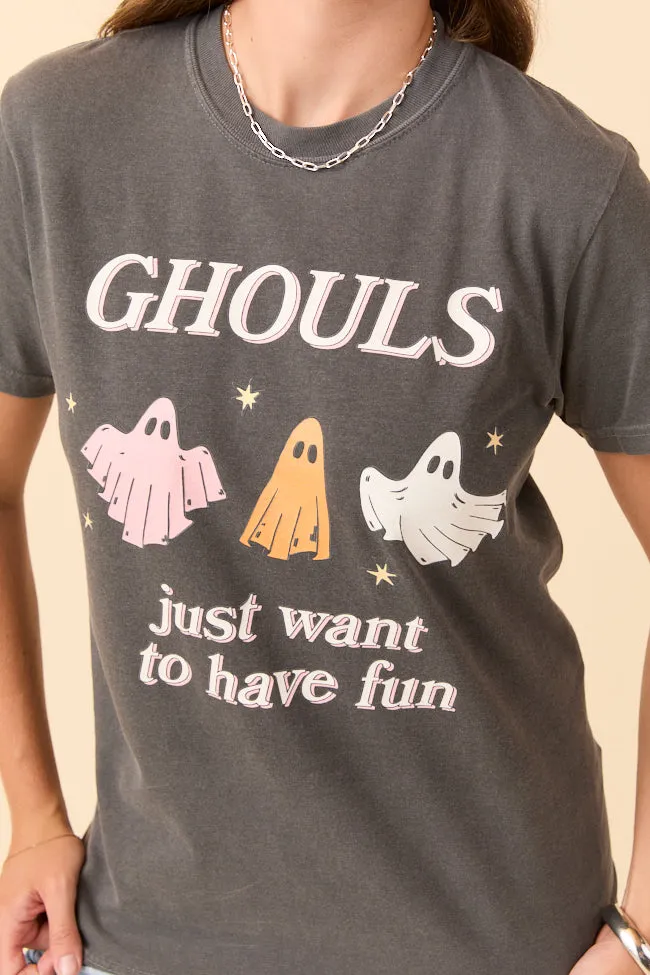 Light Comfort Ghouls Just Want To Have Fun Dark Grey Graphic Tee SALE