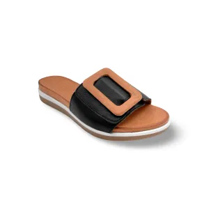 Gia Black Adjustable Leather Slide Wet Grip Comfortable