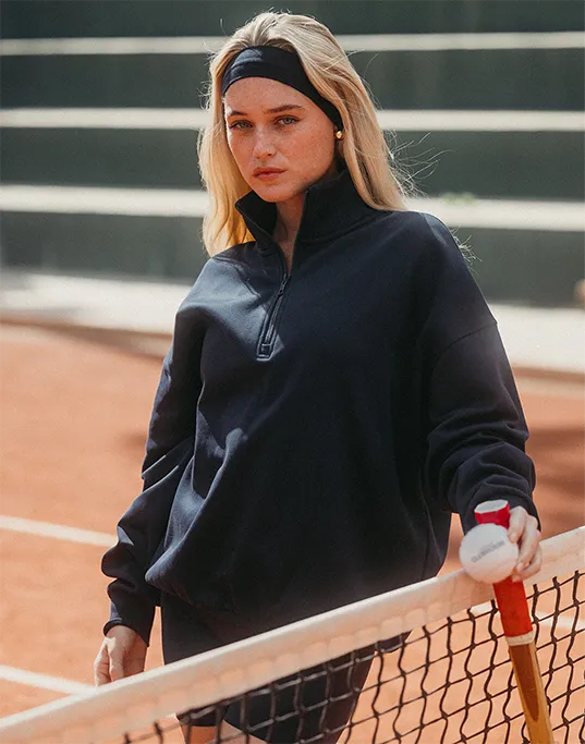 Minimalist Design product vacation wearability Clubhouse Funnel Neck Zip in Twilight Navy