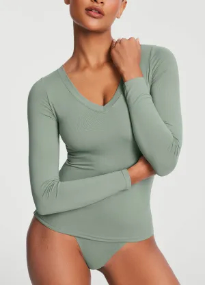 V-Neck Long Sleeve Top All-day Comfort
