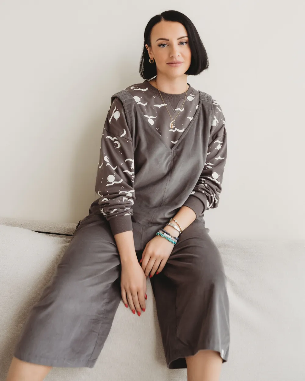 Comfortable Lounge Formal Tone Grace Grey Wide Leg Jumpsuit