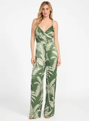Soft Motion StretchableFabric Green Yasmin Satin Jumpsuit