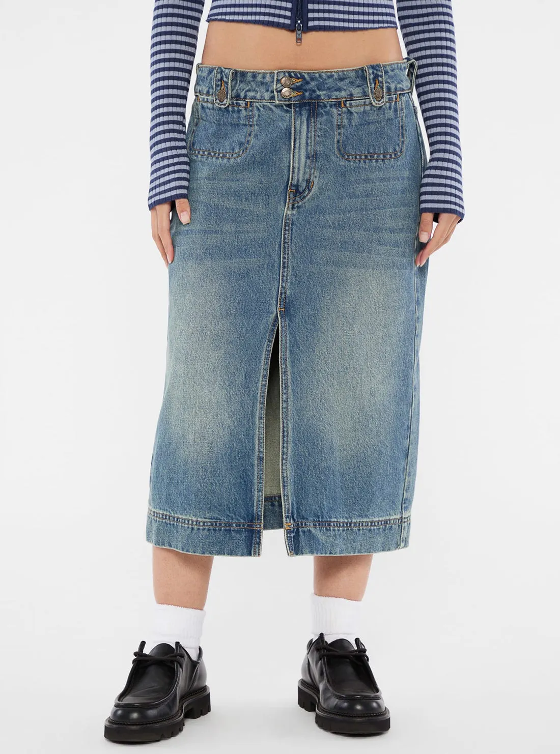 Guess Originals Blue Denim Midi Skirt Yearlong Fit