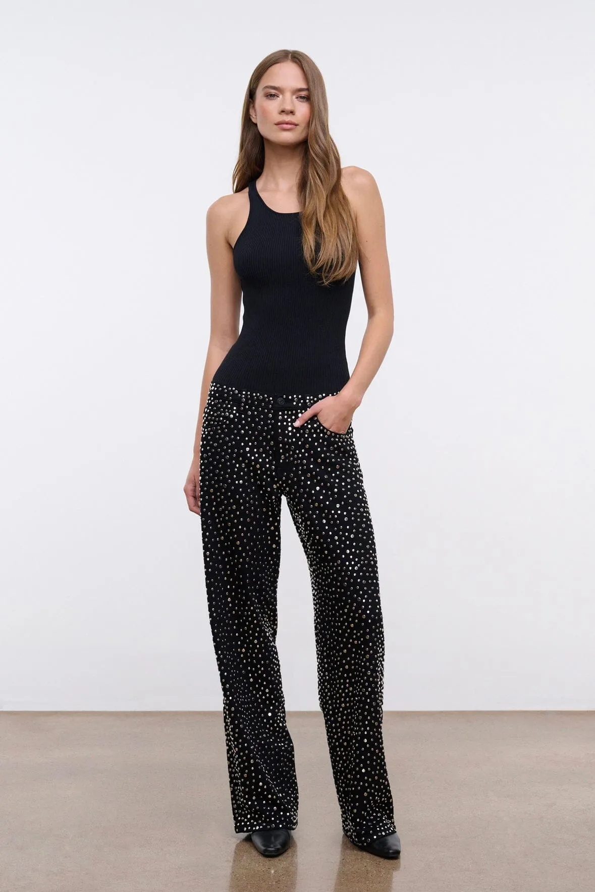Clean Detail GUS STUDDED RELAXED JEAN | BLACK
