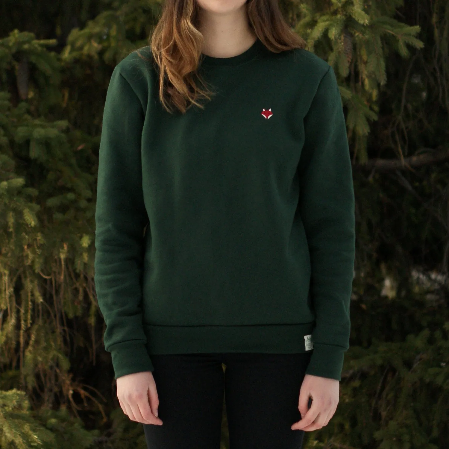 Embroidered Fox Sweatshirt - Forest AbrasionFreeZone SustainableCertified