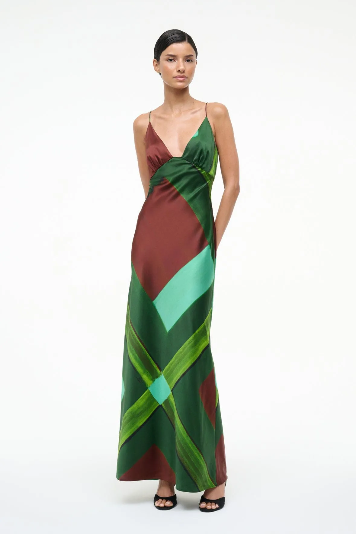 Layered-Look solo wear HANK SILK DRESS | EMERALD PRISM