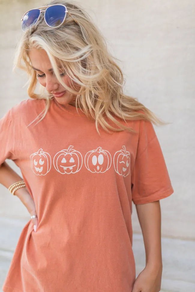 MoistureWicking Pumpkin Faces Rust Graphic Tee SALE