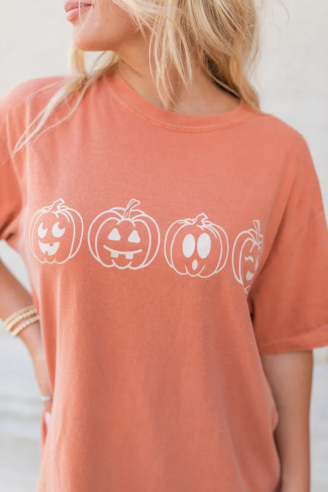 SeamlessConstruction FadeResistant Pumpkin Faces Rust Graphic Tee SALE