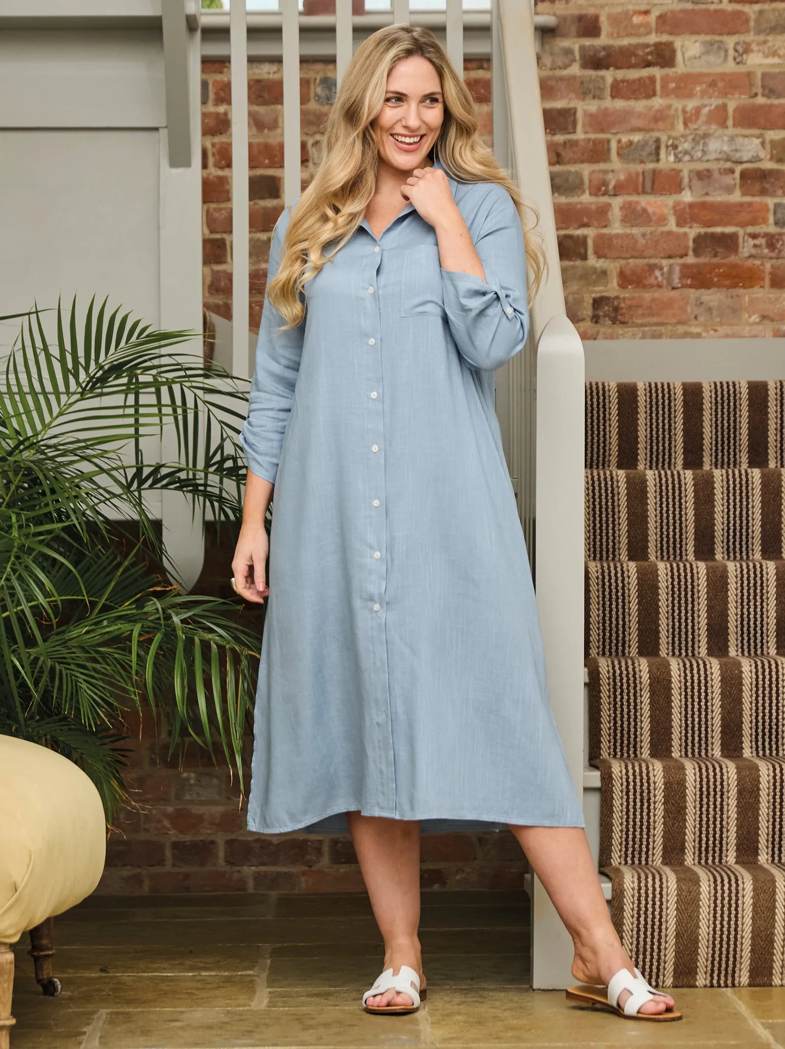 Party Safe CrinkleResistantWeave Haya Viscose/Linen Shirt Dress