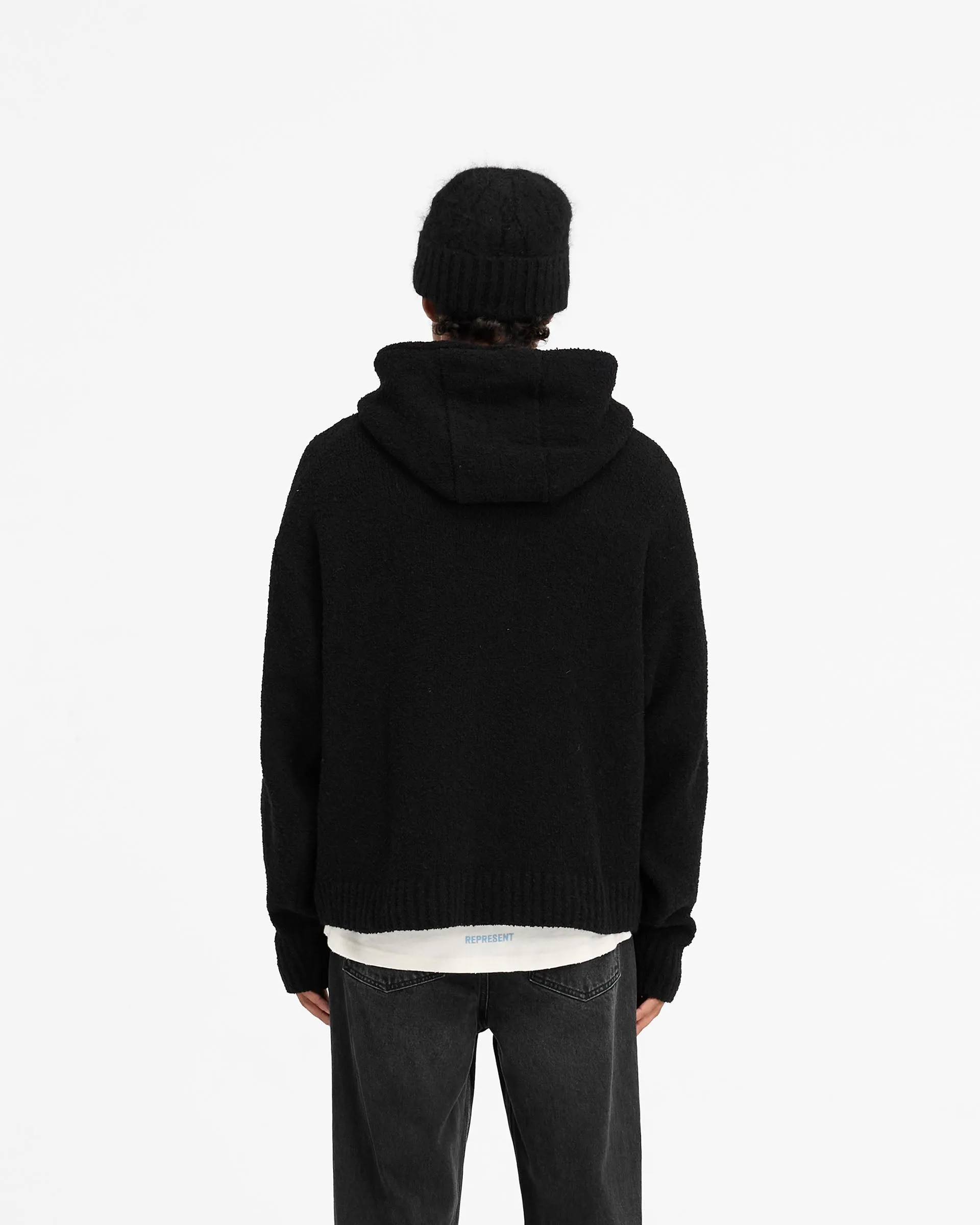 Seasonal Style BalancedDrape Heavy Boucle Hoodie - Jet Black