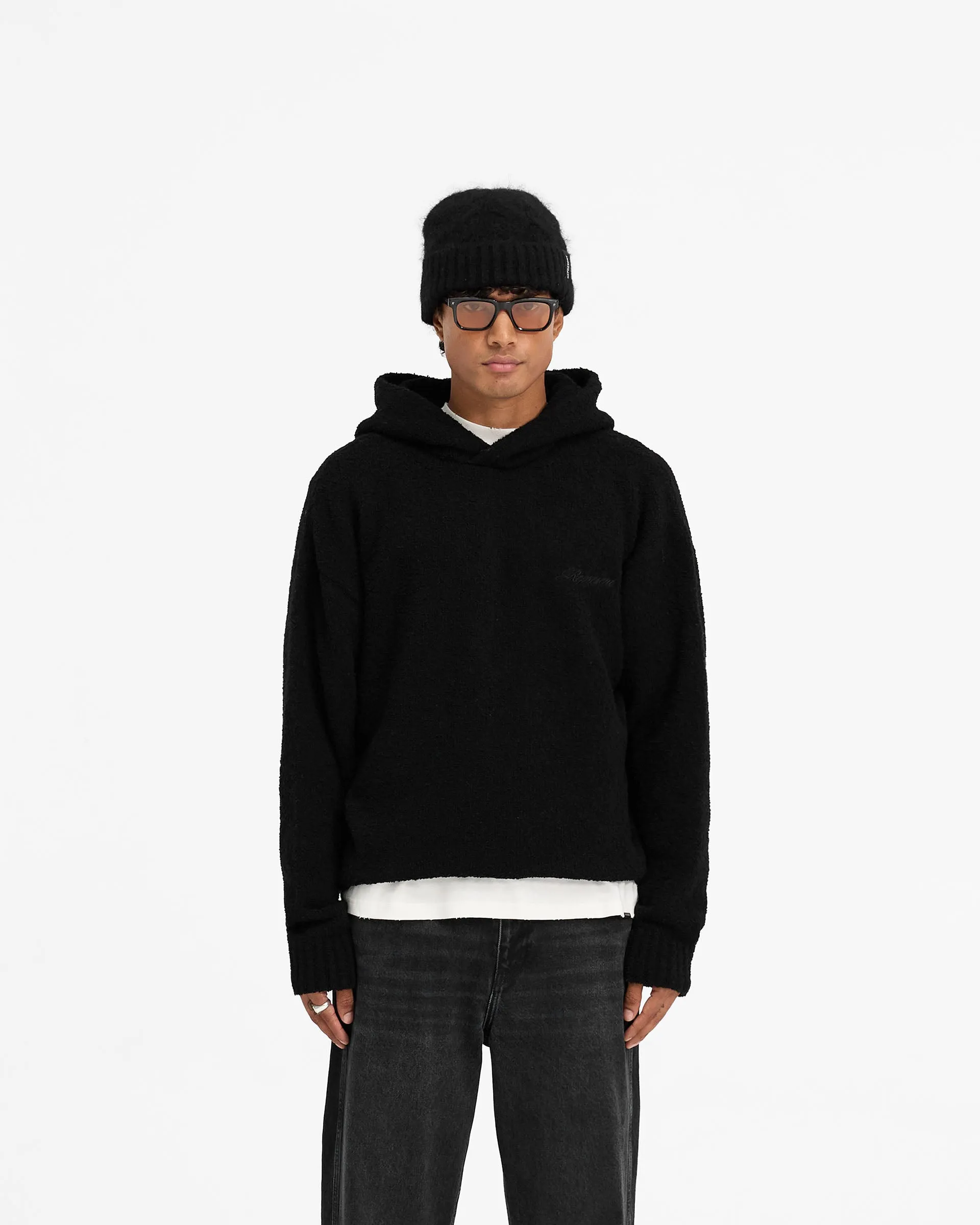 Heavy Boucle Hoodie - Jet Black Beach Ease