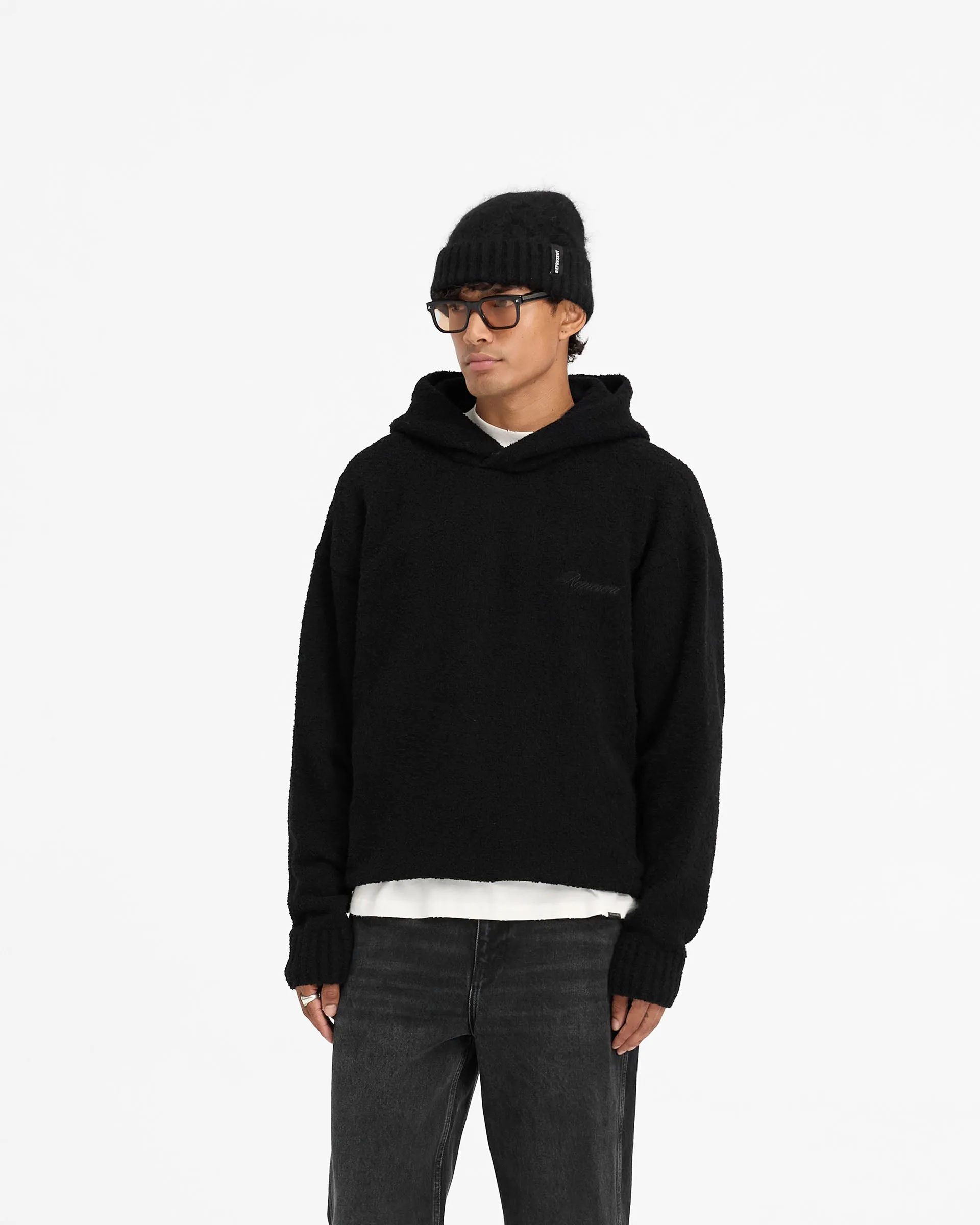 Heavy Boucle Hoodie - Jet Black Fashion Accessory