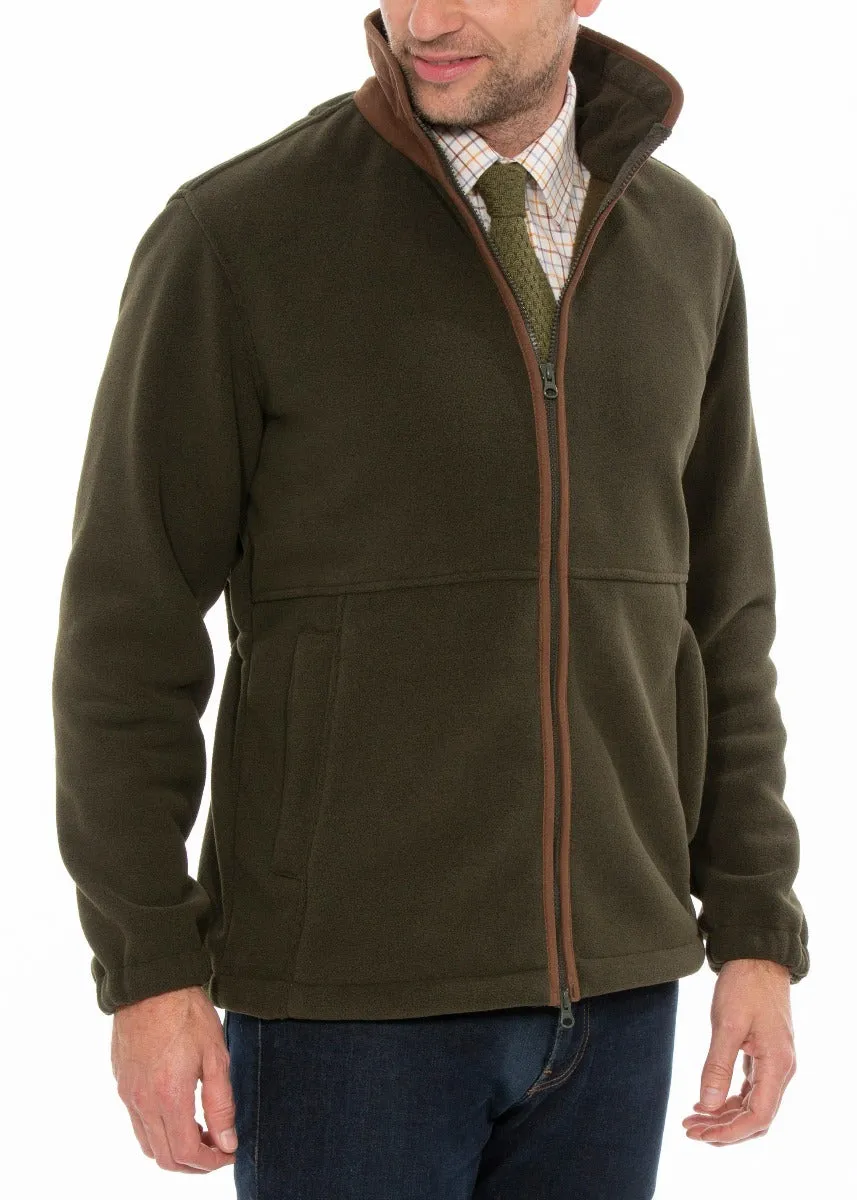 Aylsham Men's Fleece Windblock In Green - Regular Fit Zippered Closures