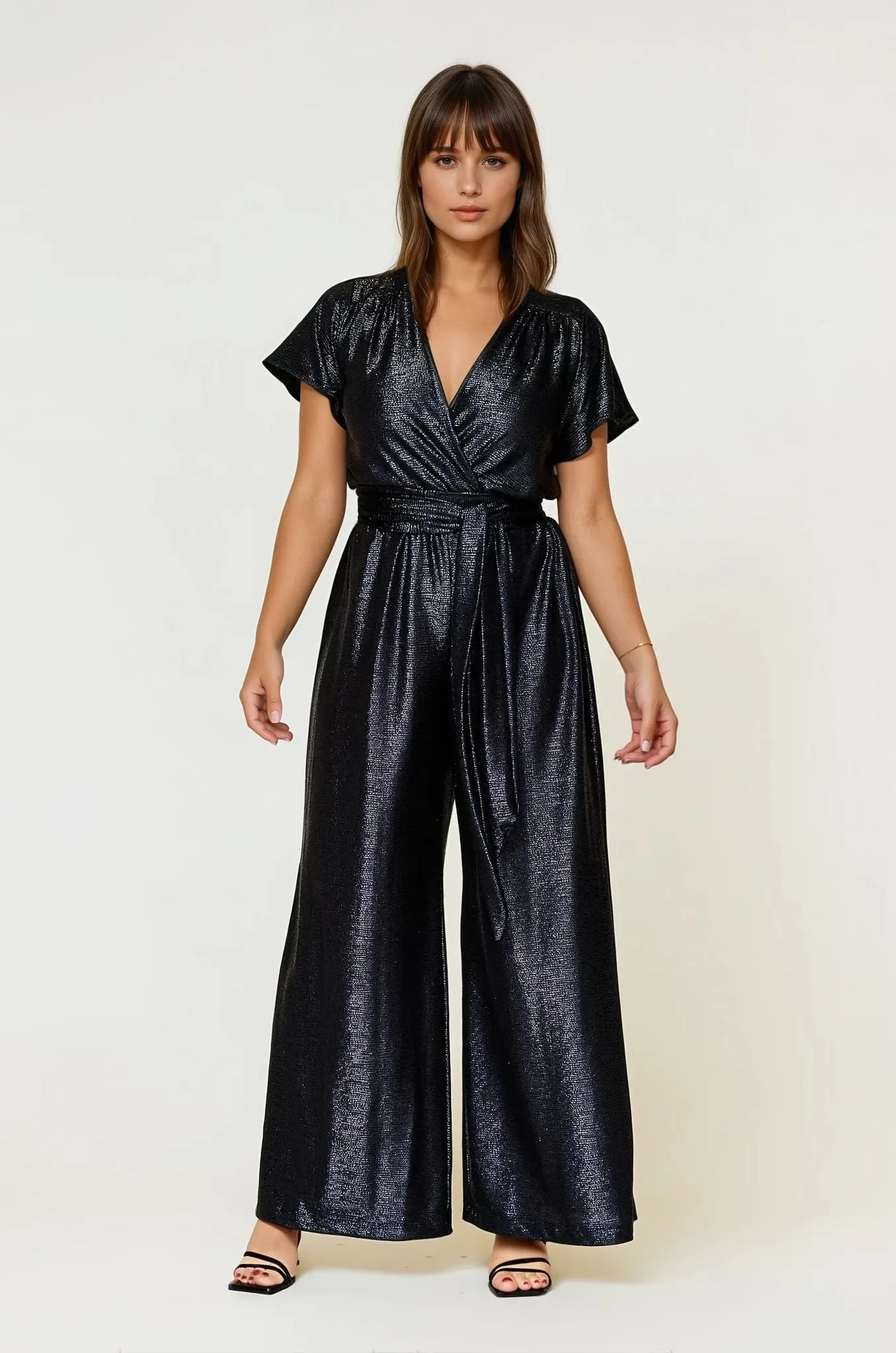 Walk Mood Cool Sweater Helena Cap Sleeve Jumpsuit Navy