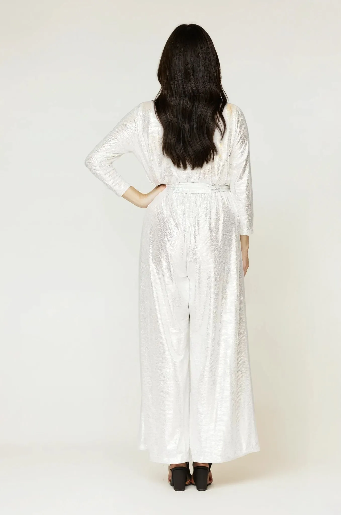 Comfortable Layer Serene Ease Helena Jumpsuit White Silver