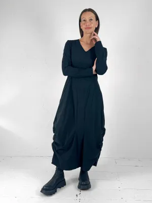 Gemstone-Detail Layered Style Ria Technical Jersey Dress